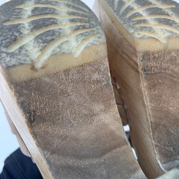 No. 6 Woven Leather Wooden Clogs Heels Sandal Beige 7 Tan Natural 37 Ankle Strap - Picture 14 of 14